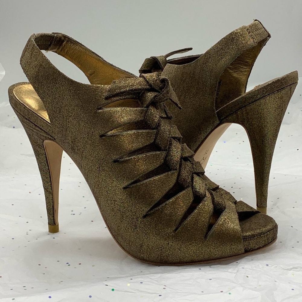 Vintage Cynthia Vincent Henna Leather Bronze Metallic Heels Shoes Women’s 7.5